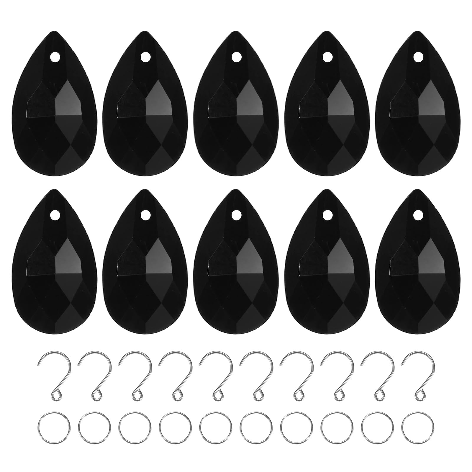 M METERXITY 10-Pack Crystal Grid Prisms, 30mm/1.18 Inch Chandelier Pendant Maker Hanging Crystals Chandelier Prisms for Home/Windows/Garden/DIY Decoration[Black]
