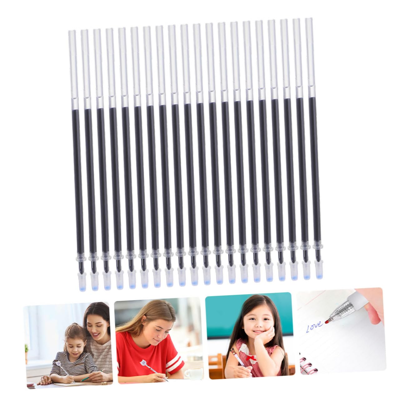 Recambios para Bolígrafos Neutros 0,5mm Negro Tinta de Alta Tecnología y 200 Piezas de Plástico para Material Escolar y Papelería Estudiantil