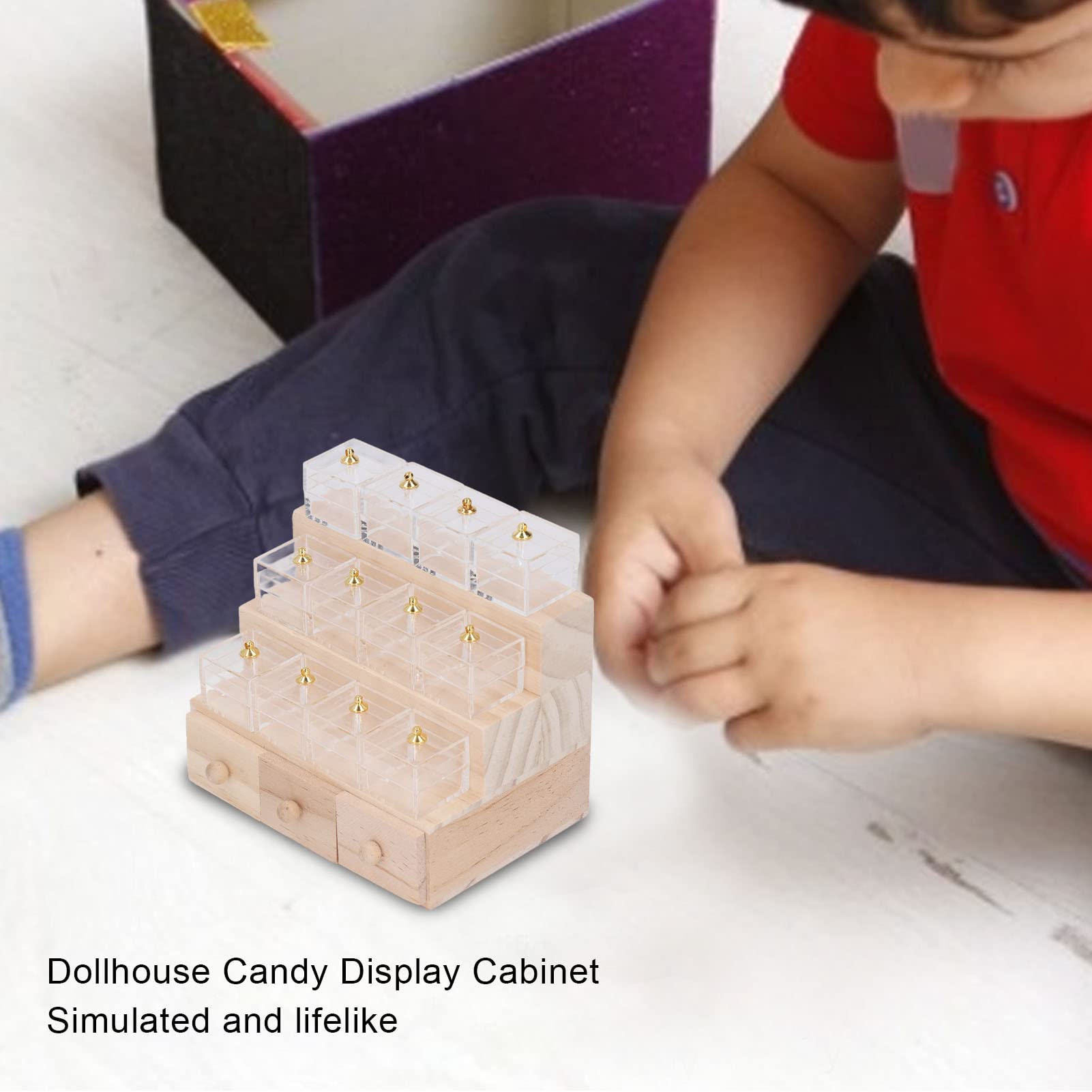 Vetrina per Caramelle per Casa delle Bambole, Accessorio per la Decorazione del Modello di Mobili in Miniatura Realistici in Legno Accessori Per Modelli Di Auto