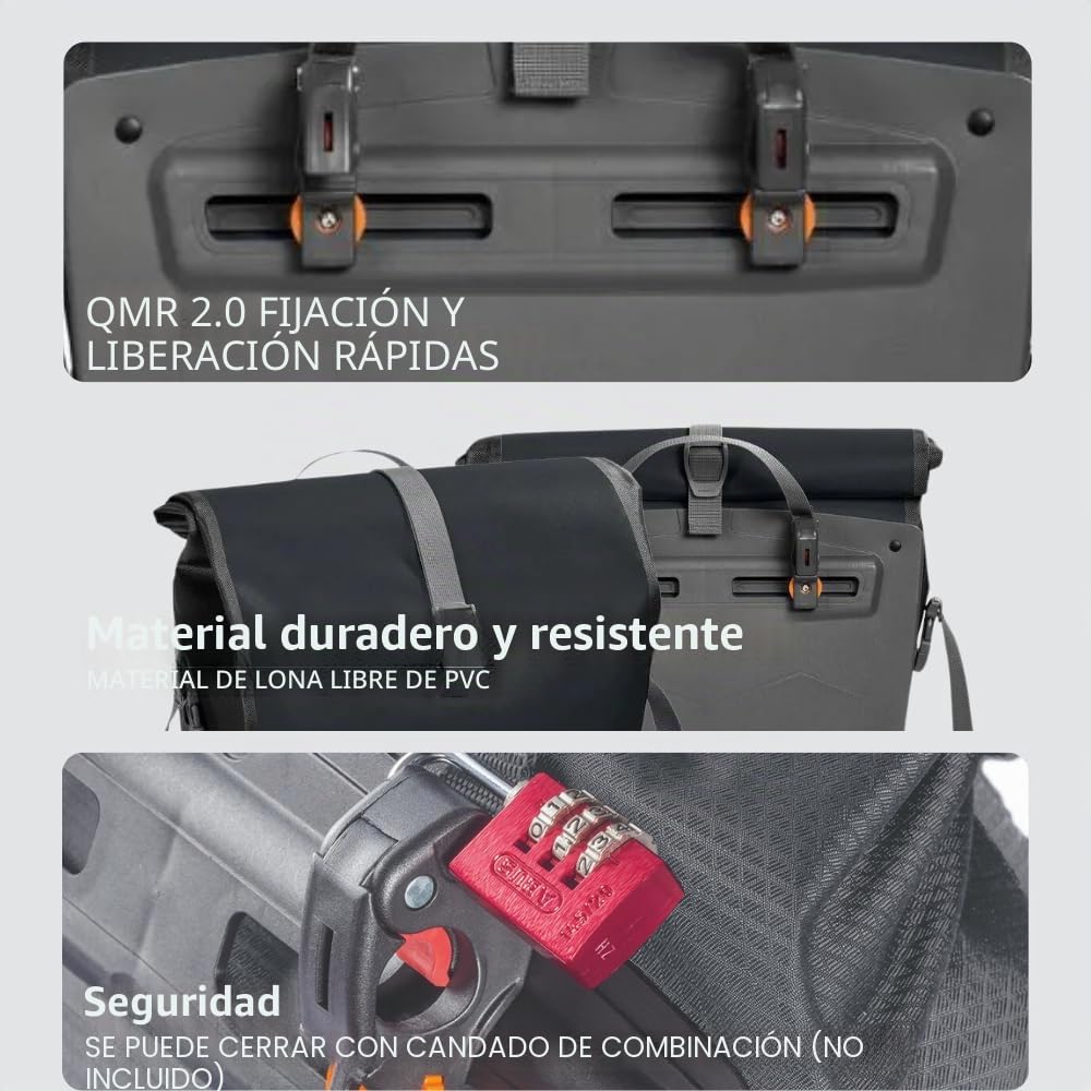 VAUDE Aqua Back Single – Alforja para bicicleta – Una bolsa para bici adaptable a la carga e impermeable – Talla Única
