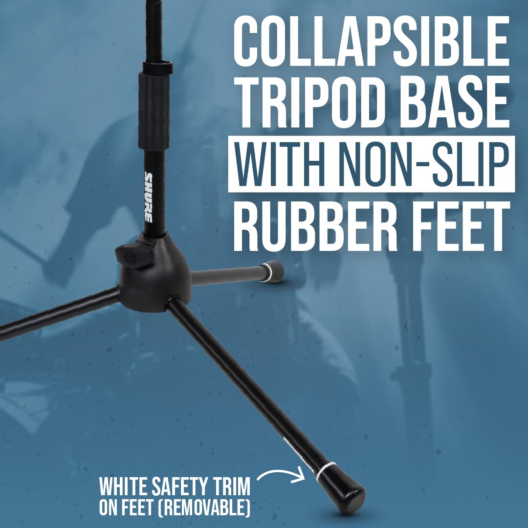 Shure by Gator Stage & Studio Series; Pie de trípode para micrófono Shure de perfil bajo con altura ajustable y brazo telescópico; (SH-TRIPODSTANDLP)