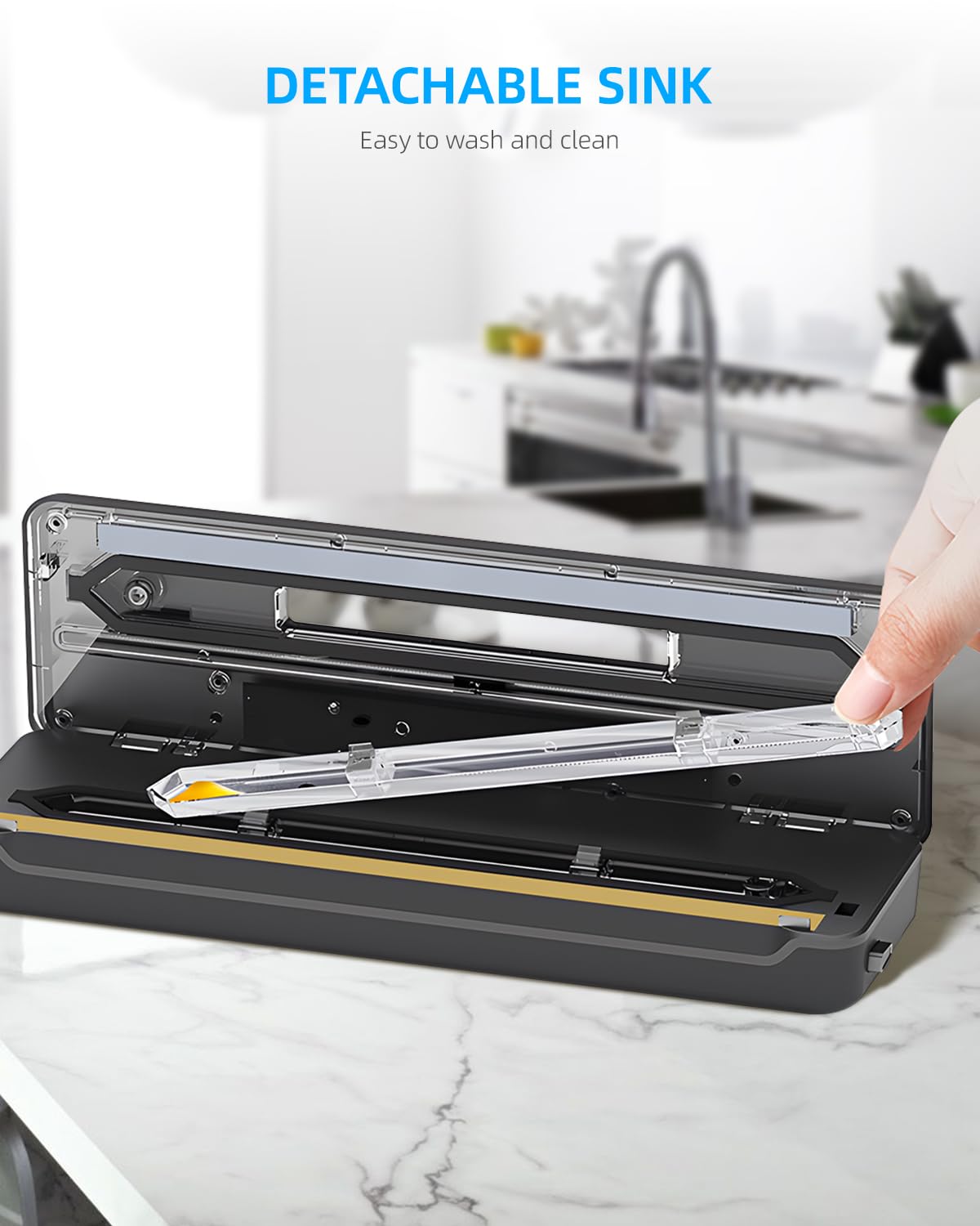 Envasadora al Vacío, Maquina al Vacio de Alimentos con 6 modos, bandeja recogegotas extraíble, cuchilla de corte y dos cables calefactores