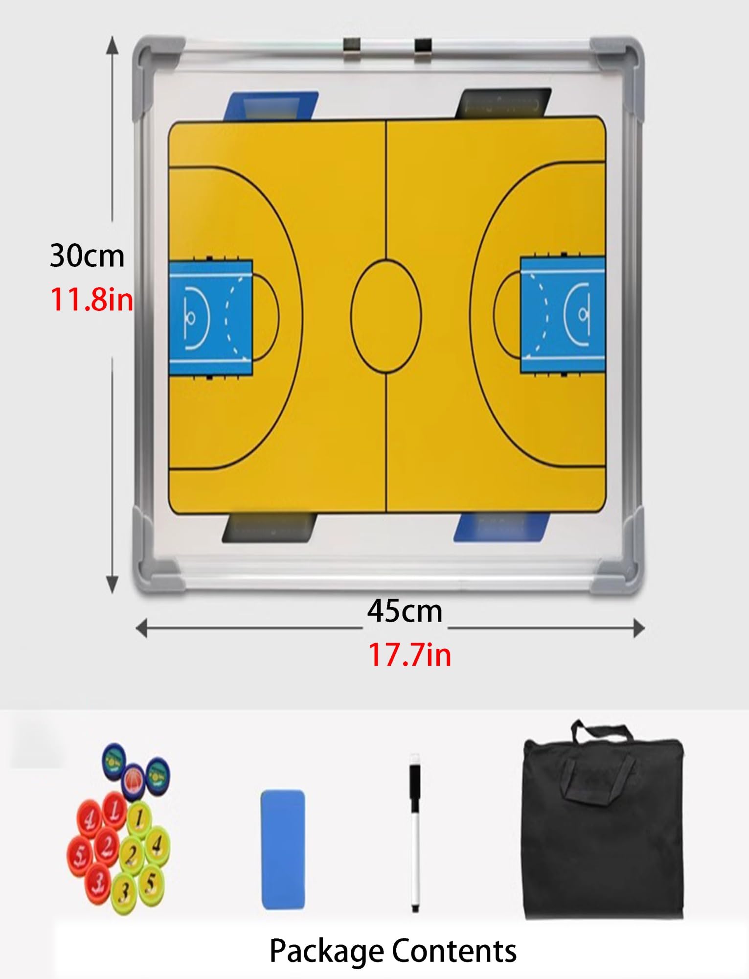 Generisch Basketball-Coaching-Klemmbrett, magnetische Coaches Boards, trocken abwischbare Marker-Klemmbrett mit Aufhänger, Magneten und trocken abwischbarem Stift-Radiergummi