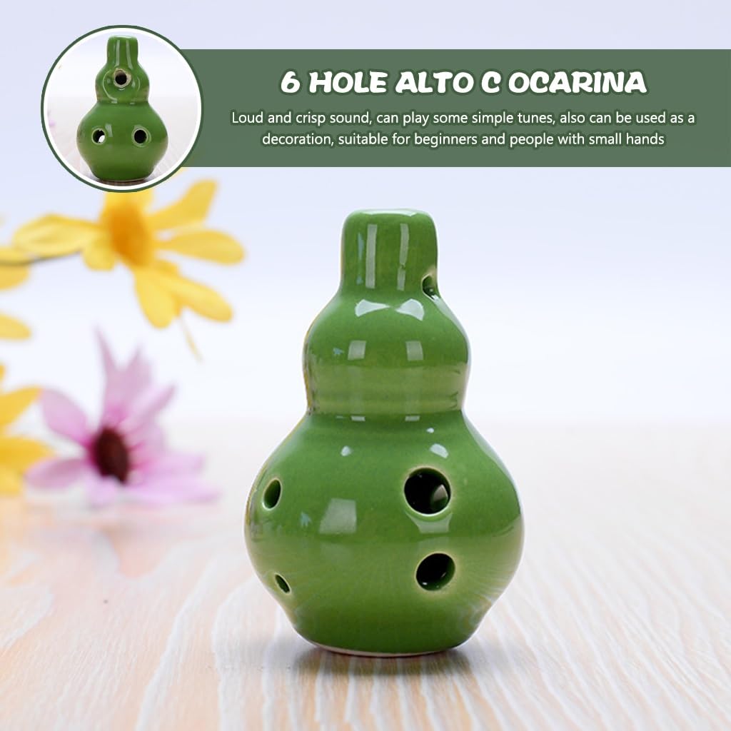 ocarina, Strumenti a fiato rotondi e piccoli in Do maggiore a 6 fori, regalo di compleanno/ciondolo(Green)