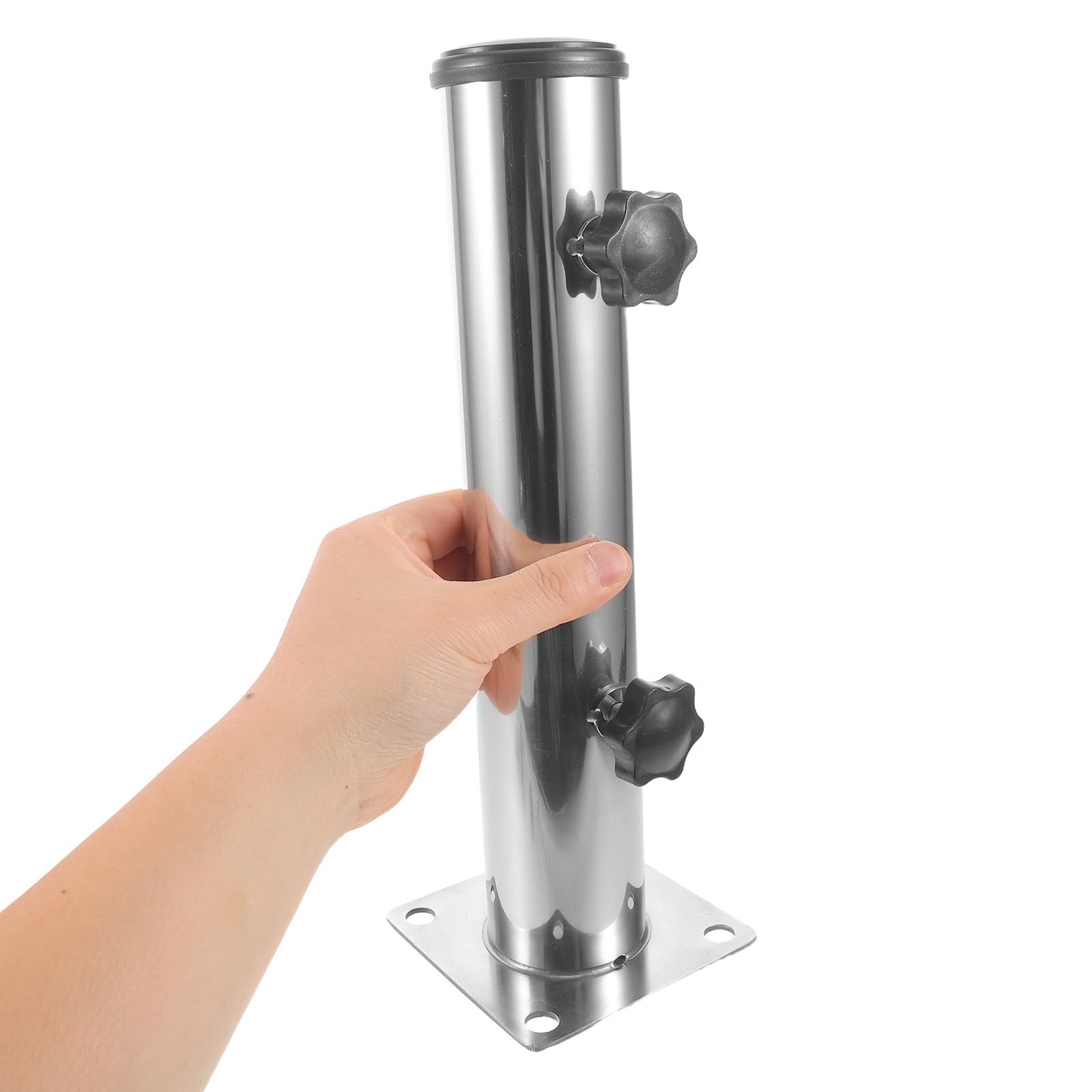 TOYANDONA Supporto in Esterno da Inox per Acciaio Ombrellone | Argento, Tubo Base con Viti di Fissaggio, Montaggio Semplice, Compatibile con Diverse Aste