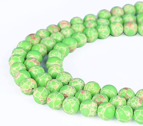 46 cuentas de jaspe imperial liso de jaspe de mar natural azul lago natural de 0.315 pulgadas, cuentas de piedra sueltas para fabricación de joyas,