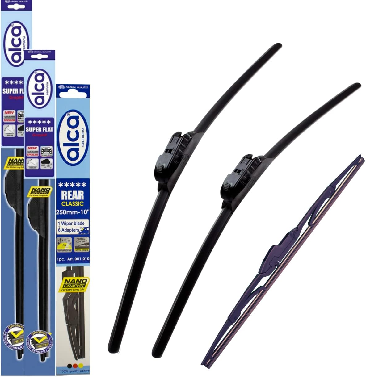 Fits Citroen C3 2016-2023 Set of 3 Windscreen Wiper Blades alca Germany Super Flat Front Rear 26"15"TL12"RE ASF2615TL12REC