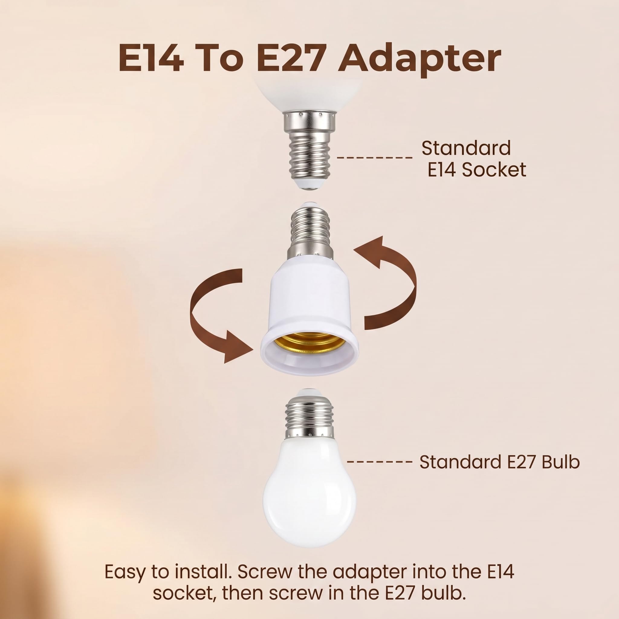 6 Stück E14 auf E27 Adapter, Lampensockel Konverter für E27 Leuchtmittel in E14 Fassung, Edison Schraubadapter aus hitzebeständigem, Geeignet für LED, Glühbirne, Halogenlampe und Energiesparlampe