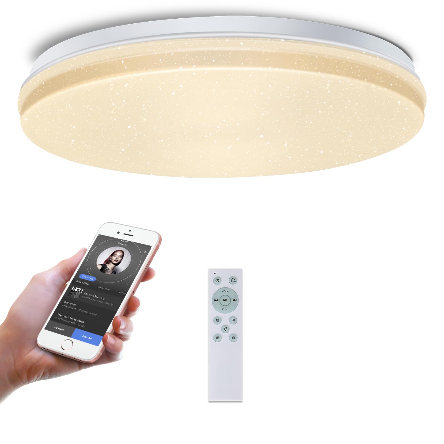 Amazon.co.jp : GHETTALINN LED 音楽シーリングライト 5年保証 6畳 40W