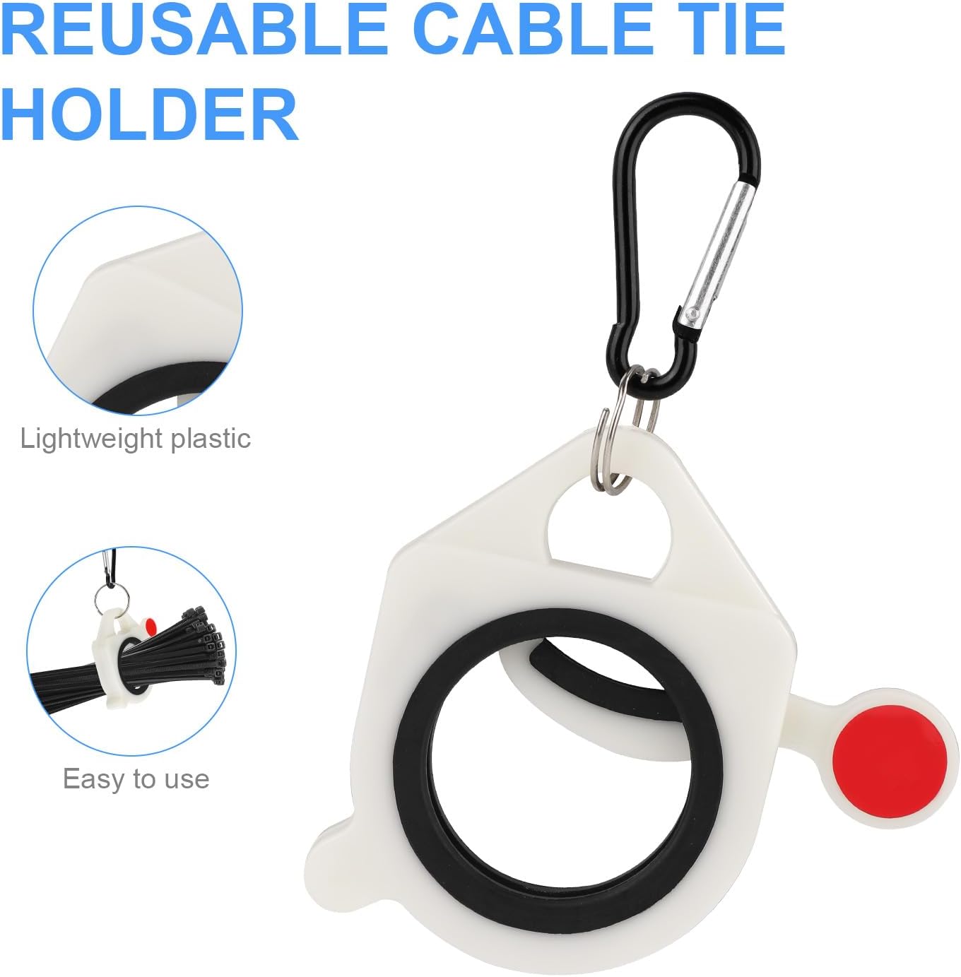 3pcs Zip Tie Organizer, Lightweight Plastic Cable Organizer Electrical Tape Holder Reusable Cable Tie Tightener Storage Wire Management Keeper Accessories Tool (Tie Not Included)
