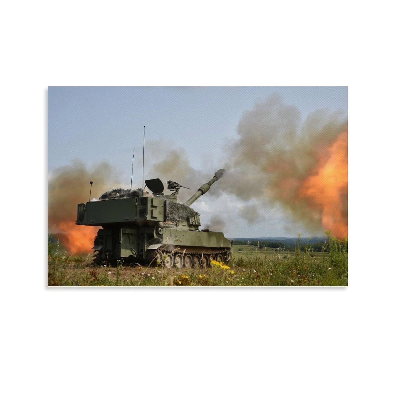 US Army M-109A6 Paladin Self-Propelled Howitzer Vehicle Shooting Mission Military Art Poster for Boys Room Decor Canvas Wall Art Prints for Wall Decor Room Decor Bedroom Decor Gifts 24x36inch(60x90c