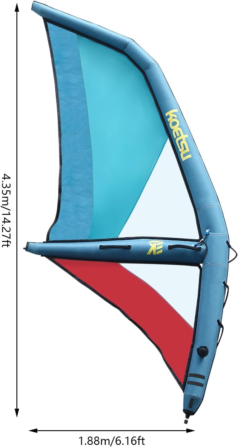 Aufblasbarer Surfflügel Handheld Windsurfing Segel mit 360° drehbarer Basis und Luftpumpe für Wing Board Surfen und Wasseraktivitäten