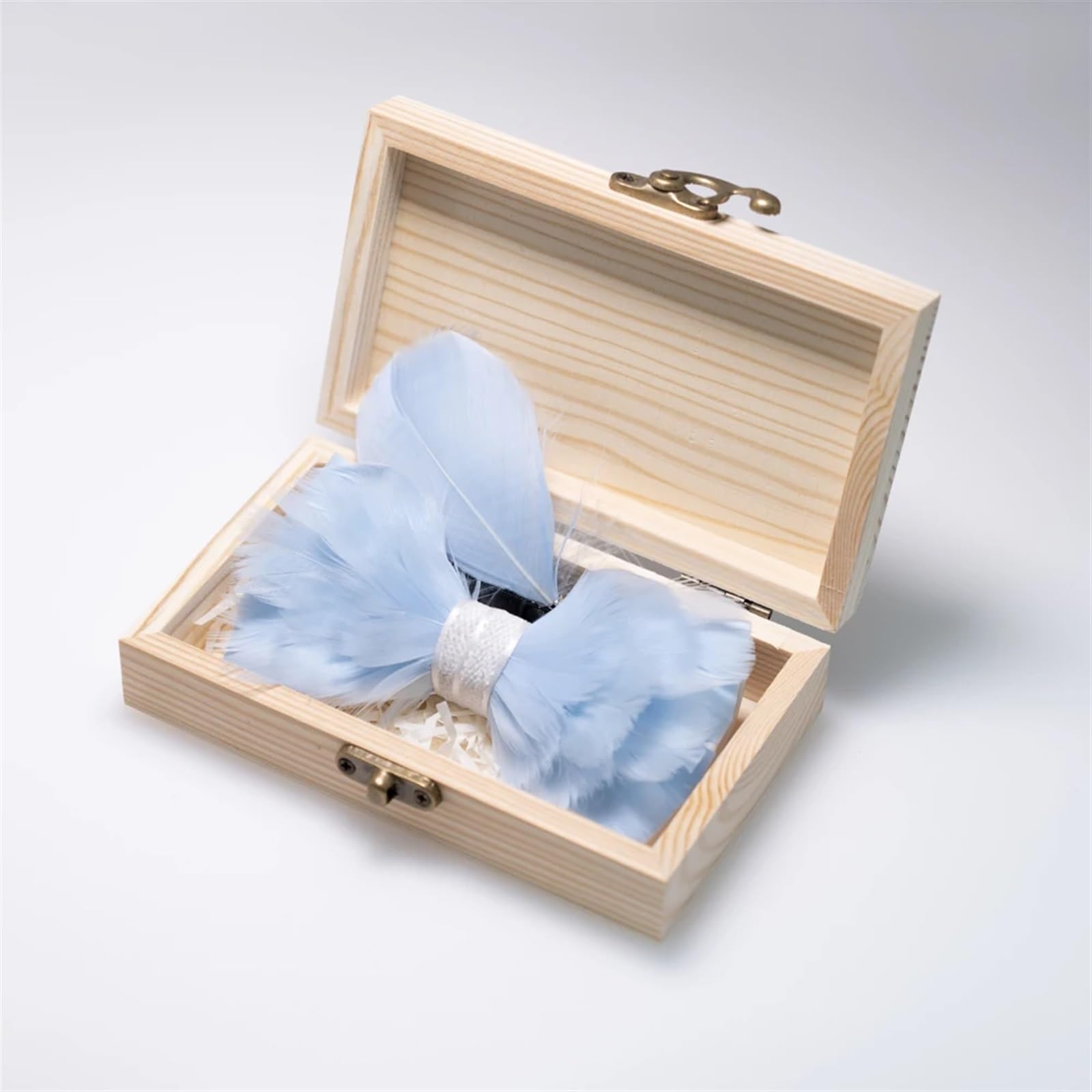 Fliege mit Feder, handgefertigt, Herren, Brosche aus Holz, für Party, Hochzeit, Fliege