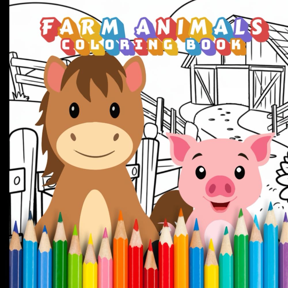 Farm Animals Coloring Book: Farm Animals Coloring Book Age 4+8 (Coloring Book)
