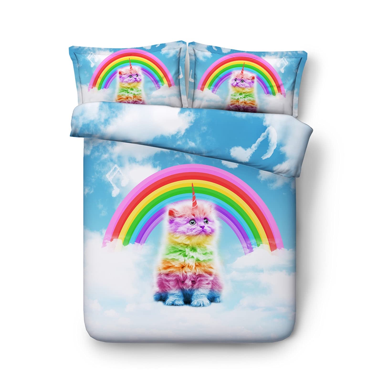 Parure de lit licorne galaxie haut de gamme - Linge de lit double motif haute définition