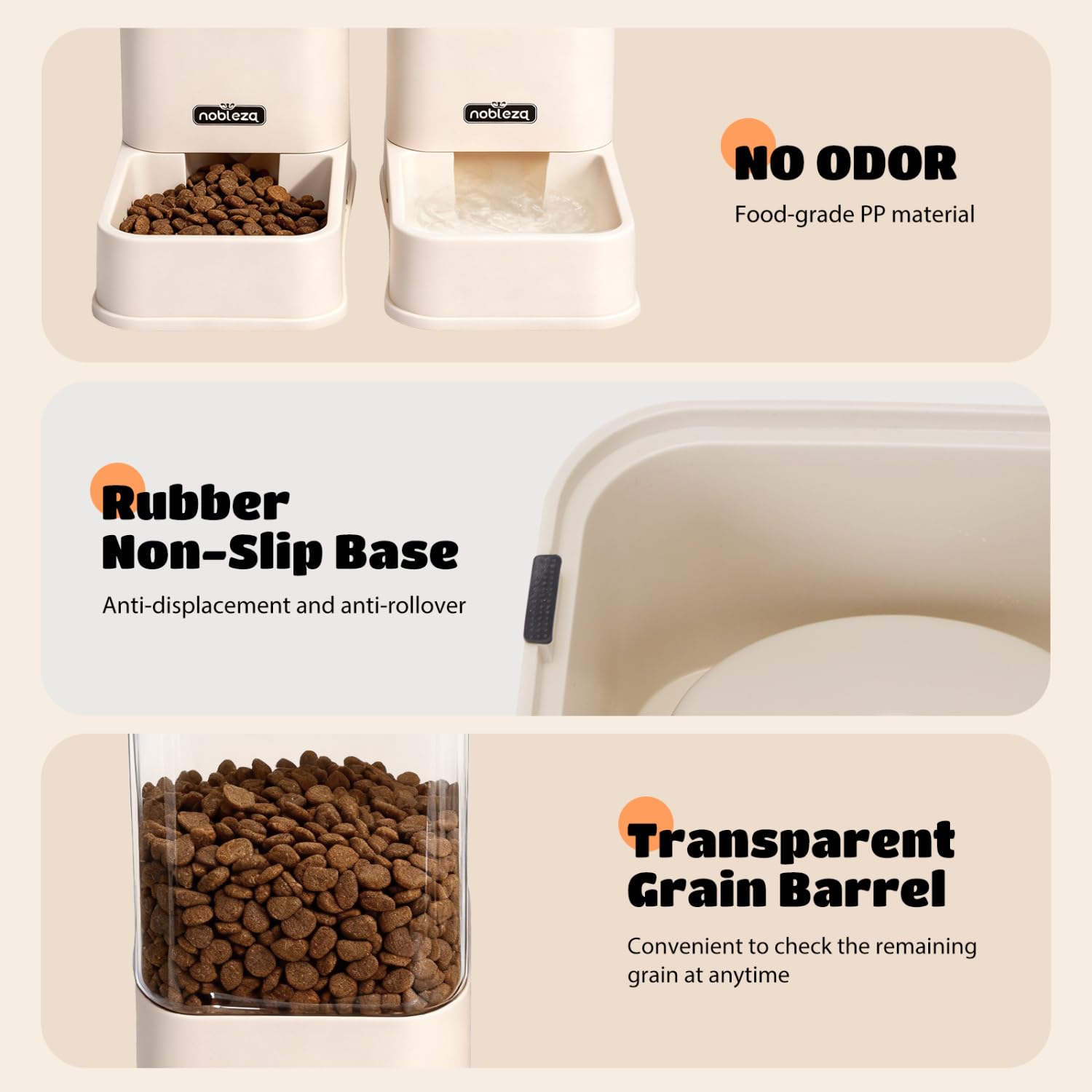 Nobleza Wasserspender Futterspender für Katze und Hund, 3.8L Automatischer Trockenfutterspender Wasserspender für kleine und mittelgroße Haustiere,