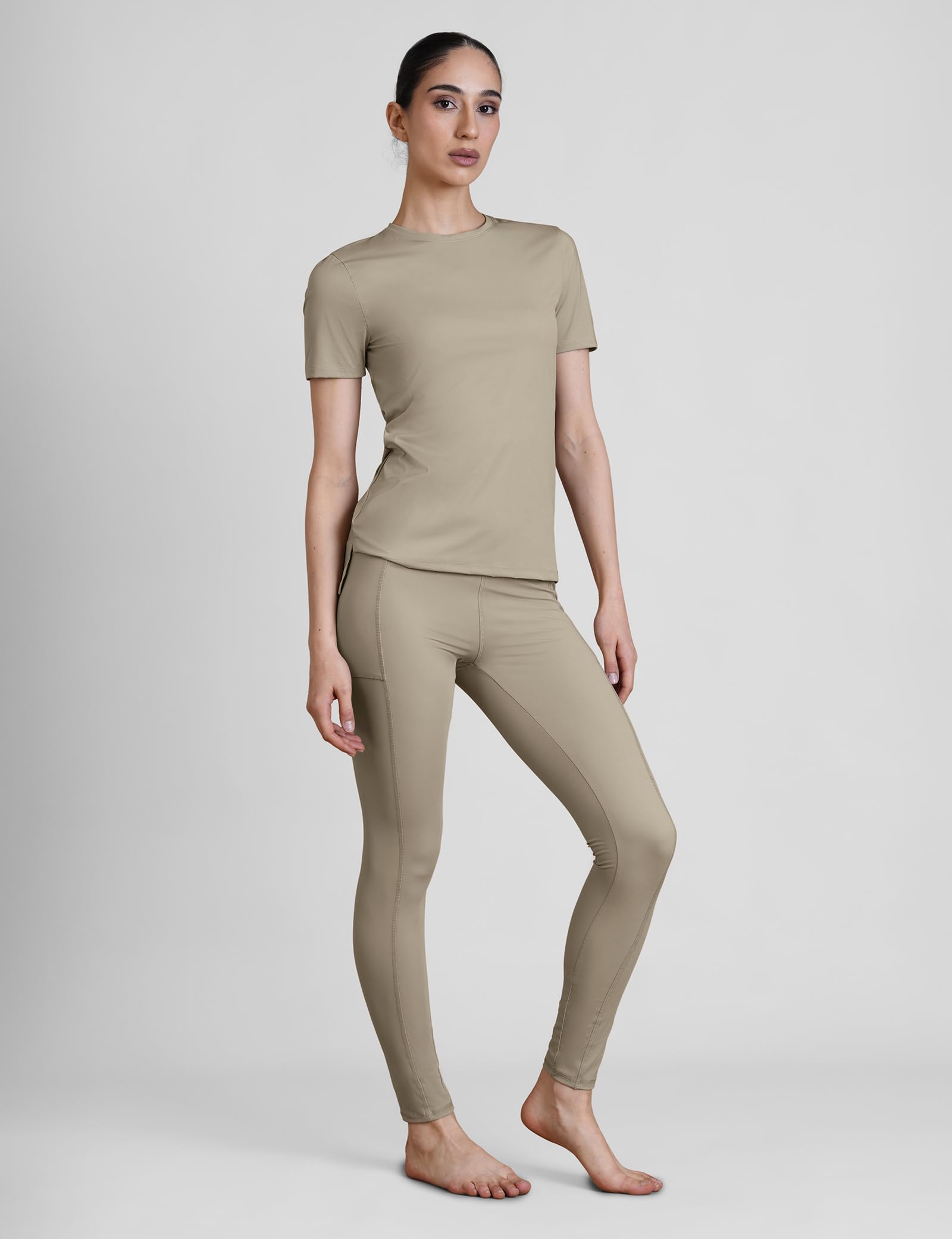 Damskie rozkloszowane legginsy z wysokim stanem, miękkie, rozciągliwe spodnie sportowe z odprowadzającą wilgoć tkaniną i kieszeniami, joga, trening, legginsy do biegania dla kobiet