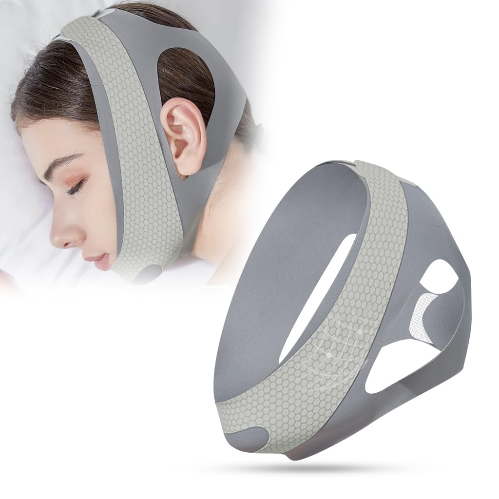 Chin Strap for Sleeping, Chin Strap for CPAP Users, Anti Snoring Devices, Adjustable Effective Stop Snoring Sleep Snore Reducing Aid for Women and Men, Grey