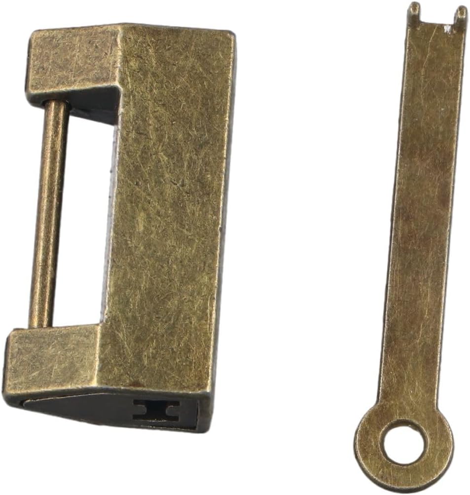 Leadigol Antique Retro Style Lock Chinese Old Lock Key Set Vintage Padlock Charming Decoration for Jewelry Storage Box Wooden Suitcase Drawer