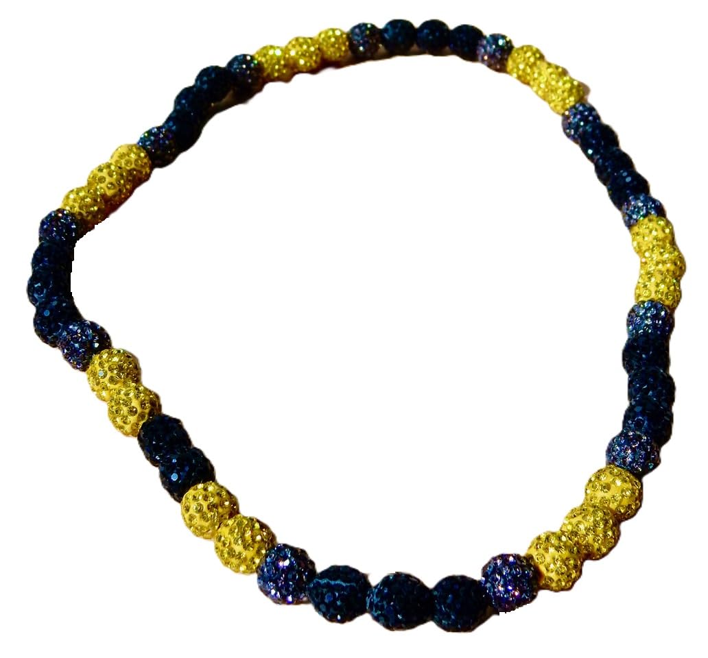 Sports Farm Pollyanna Disco Ball Rhinestone Baseball Necklace - Black Yellow Gray