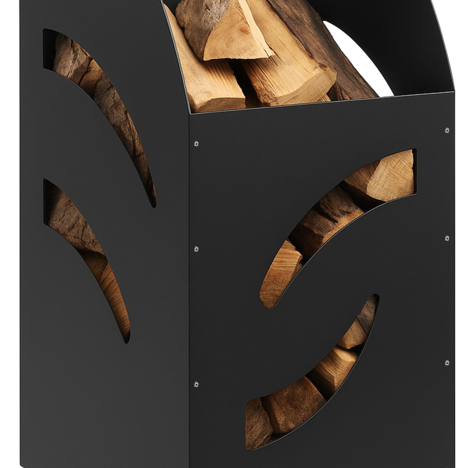 MOHOME Carrello Portalegna da Interno Esterno con Ruote Metallo Spesso Nero Made in Italy Contenitore 80 x 42 x 32 cm Legnaia Manico Ergonomico Ruote Piroettanti Cesto per Ceppi Legno Stufa Camino