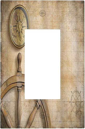 Vista 925 de Cubiertas decorativas de salida de estrella de mar playera, tablero de madera azul de concha de mar de 1 banda, decoración individual GFCI, placa