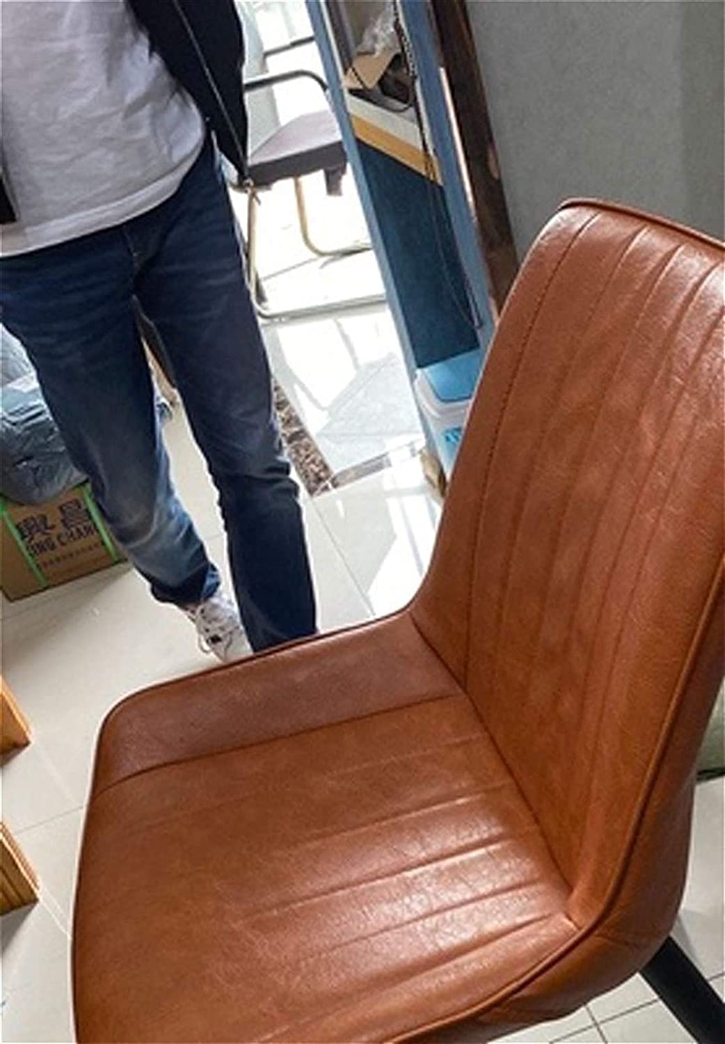 IBOWZ Set di sedie da Pranzo - Bancone da Cucina angolare, Set di 4 sedie da Cucina Vintage in Pelle con Seduta Imbottita e Imbottita, Gambe in Metallo Robusto, Sgabello da Trucco per Camera da Letto
