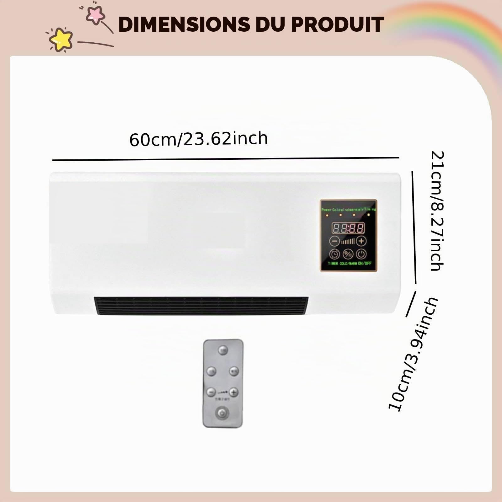 F Fityle Mini Climatiseur Silencieux sans Unité Extérieure, Climatiseur Mobile Mural et Table, Minuterie 8h, Clim Mobile Réversible 2 en 1, pour Chambre, Bureau, Appartement, Prise EU
