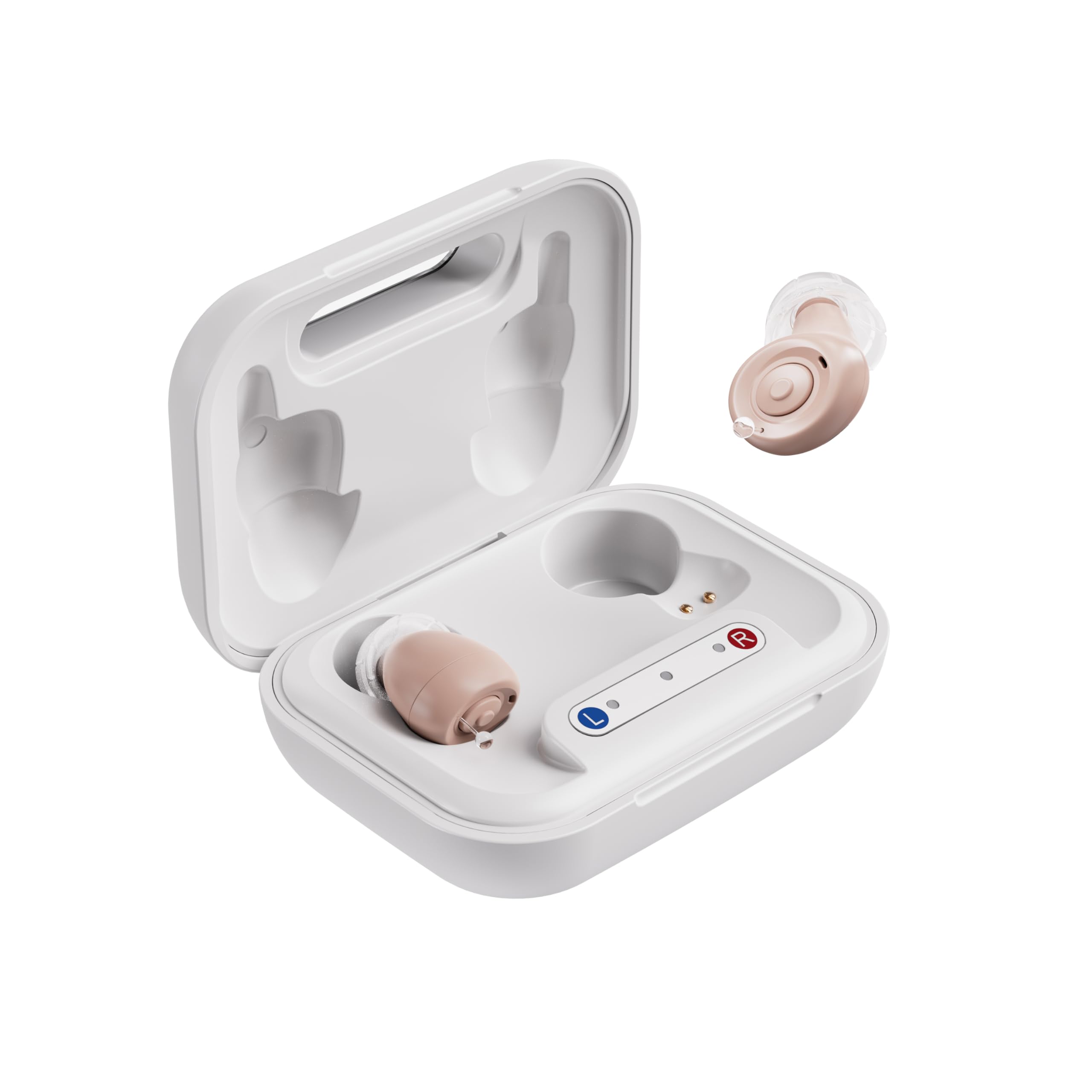 JINGHAO Amplificatore Suono Ricaricabile Invisibile Con Portatile Cassa Di Ricarica Set di 2 (Beige)