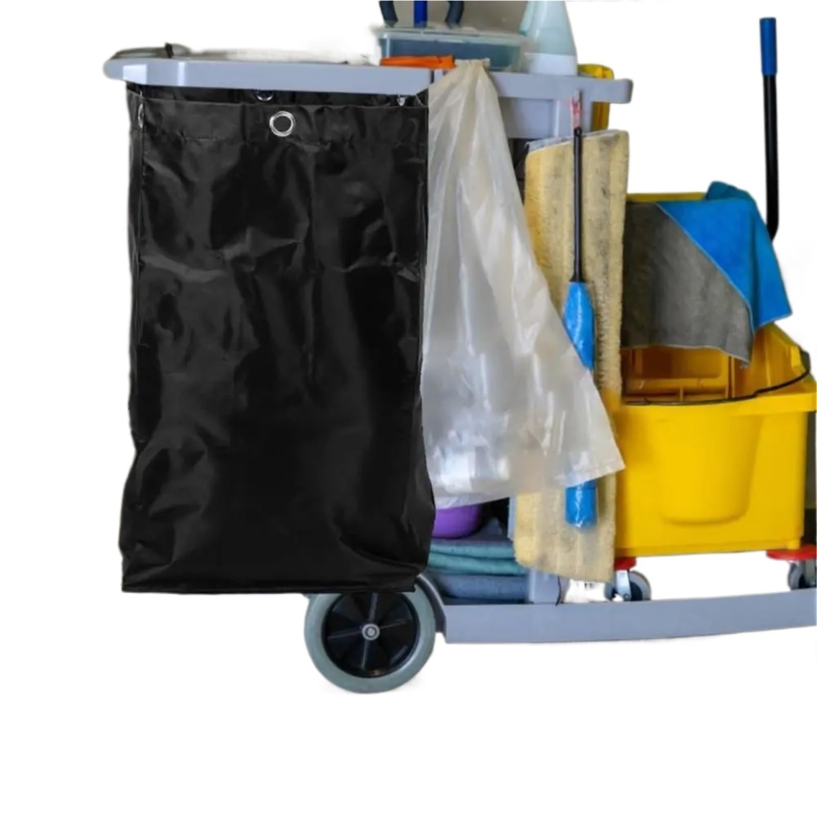 2pcs Large Capacity Waterproof Cleaning Cart Bag - Thicken Hotel Housekeeping Rubbish Holder(Black)