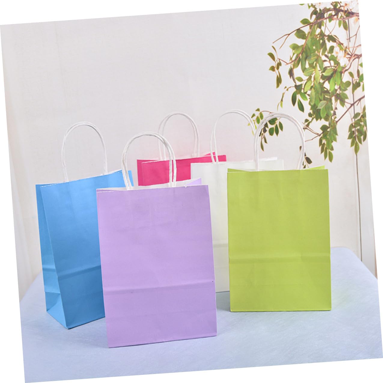 COLLBATH Geschenktüten 50 Stück aus Blauem Kraftpapier mit Flachem Boden Wiederverwendbare Einkaufstüten für Einzelhandel und Shopping in Praktischer Boxform