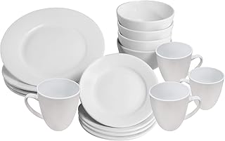 16 Piece White Porcelain Dinner Set | 4 Plate...,