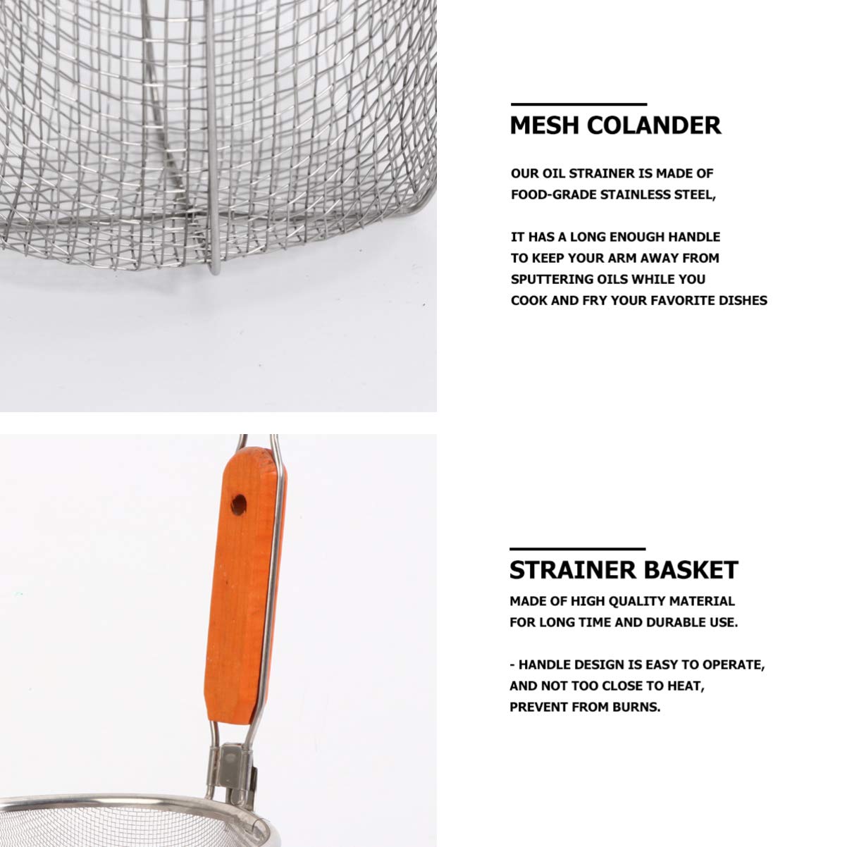 Colino per pasta per spaghetti, 2 pezzi a maglia fine, colino per alimenti, schiumarola, cucchiaio, colino per pasta, colini, colino a rete in acciaio inox, colino a rete, colino per pasta, colino p
