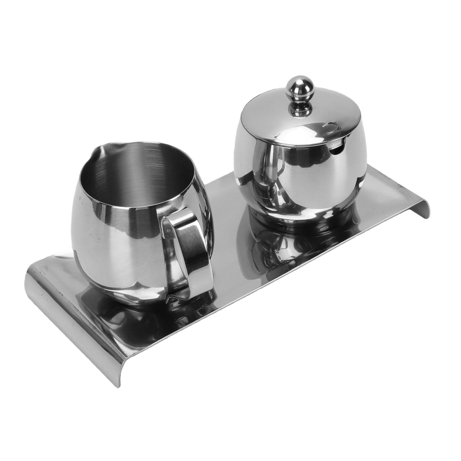 GOWENIC Jarra para Espumar Leche de Acero Inoxidable de 300 Ml, Juego de Latte Art con Bandeja para Azucarero, Boquilla Ergonómica de Precisión para café Barista, Acero Inoxidable 304