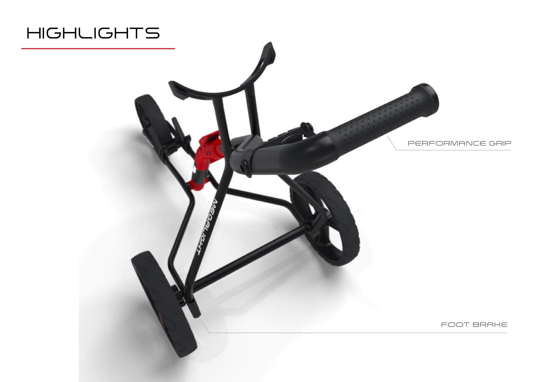 WISHBONE ONE - Trolley da golf pieghevole a 3 ruote, per borsa da golf, super leggero e facile da piegare, sistema Tri Card a 3 ruote, flessibile per tutte le borse e set da golf (carbonio)