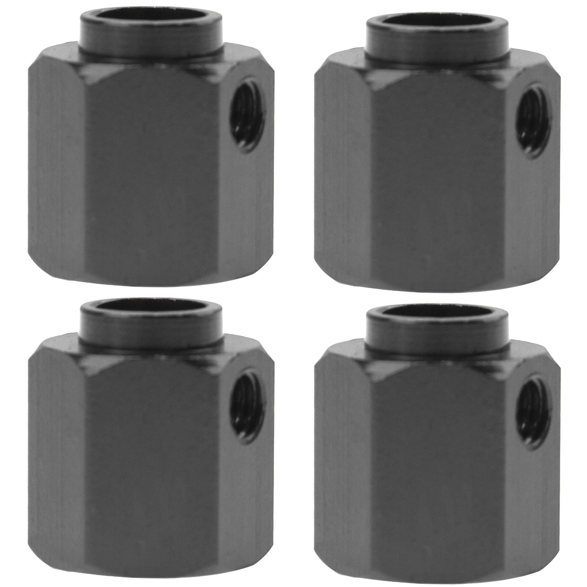 RC – Lot De 4 Entretoises Hexagonales En Métal – 12mm Diamètre X 15mm Longueur – Extension De Moyeu – Stabilité Pour Voitures RC – Noir