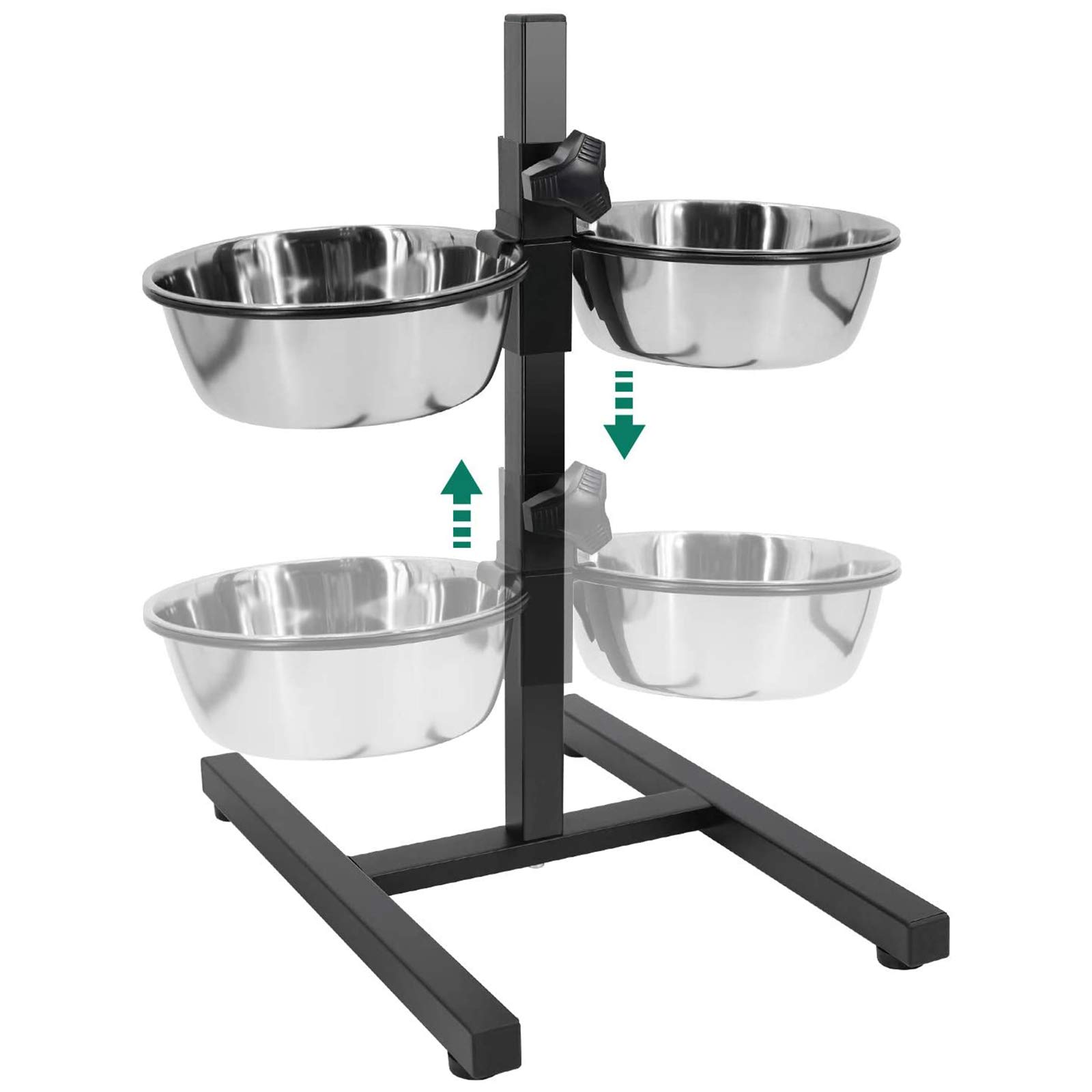 Cuencos para Perros, Ajustables, Elevados, Dobles De Acero Inoxidable, para Perros, Comederos para Perros Elevados, Soporte De Alimentación con 2 Comederos para Comida/Agua, Comedero