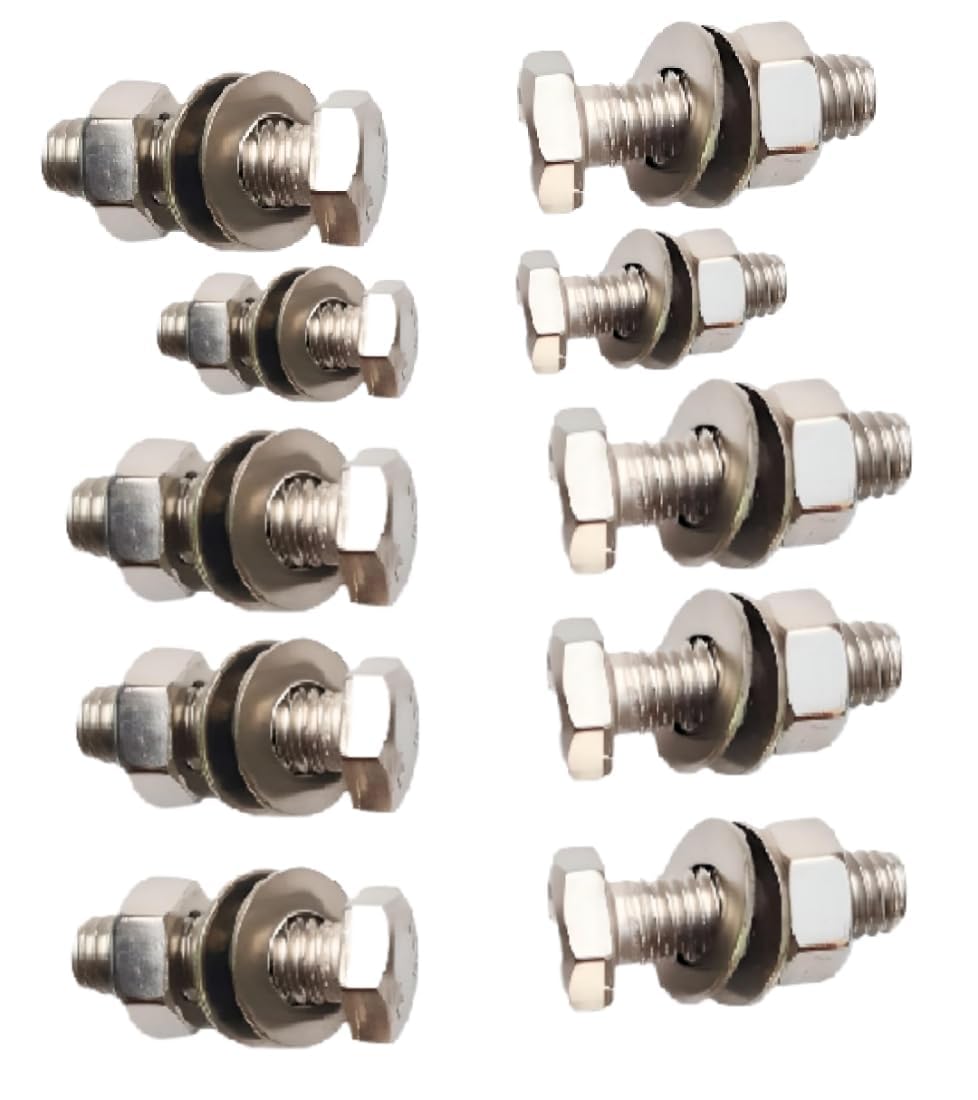 8 MM Hex Head Stainless Steel Bolt with Nut & Flat Washer 100% Stainless Steel, Can Use in Home, Industrial, Plumbing 30MM (Pack of 10pcs)-image-11