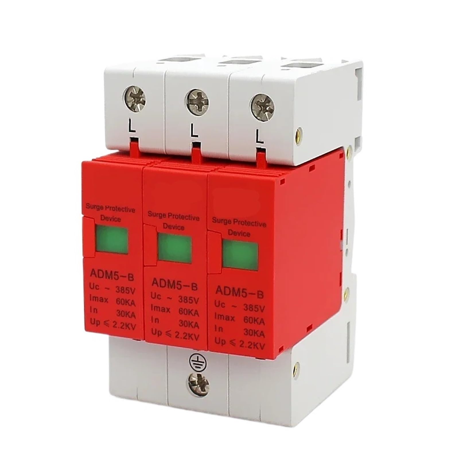 Protector contra sobretensiones y pararrayos Protector contra sobretensiones y rayos for uso doméstico, 3P, 20 KA, 60 KA, 80 KA, 110 V, 220 V, 385 V CA, for riel DIN, dispositivo de protección contra