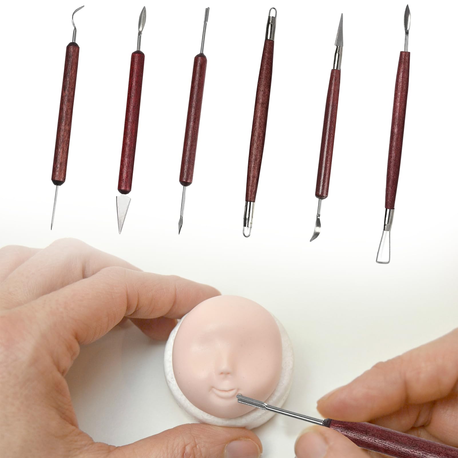 6PCS Durable Clay Sculpting Tools Achieve Greater Precision and Control Double-Ended Stainless Steel Clay Tools Provides Flexibility for Design for Art Crafts DIY Sculpture Pottery Carving