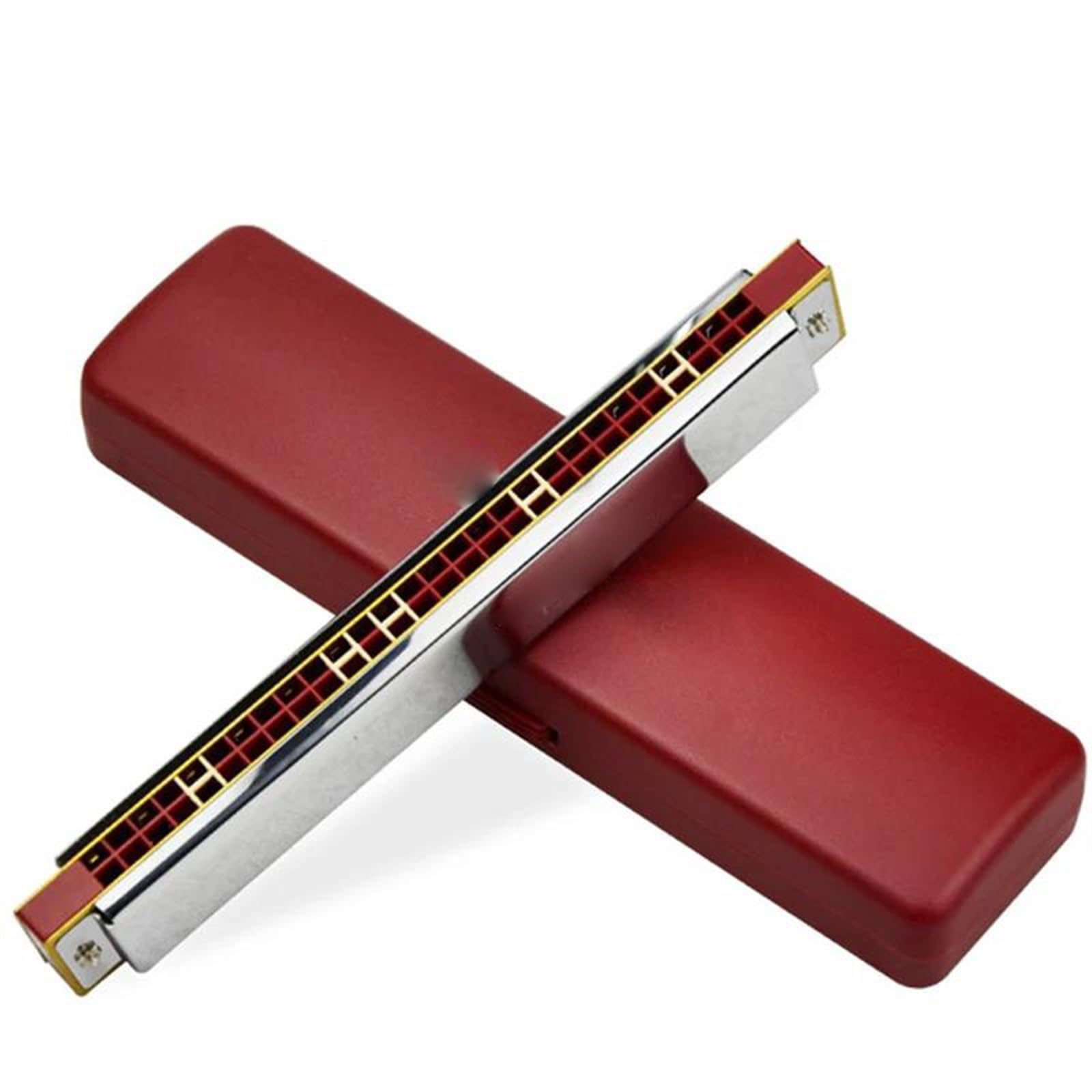 armonica a bocca Armonica Cromatica A 28 Fori Chiave C Organetto A Bocca Professionale Tremolo Portatile Mini Arpa Strumenti (Color : R)