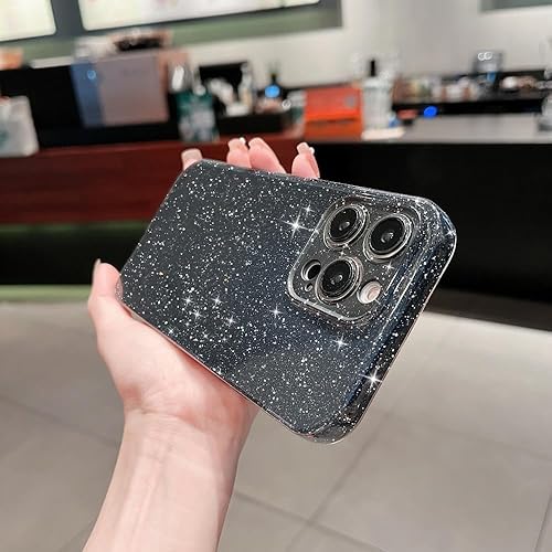 Miniatura 4 de Funda compatible con iPhone 15 Pro Max con purpurina, bonita funda delgada y delgada a prueba de golpes de TPU brillante para mujeres y niñas para