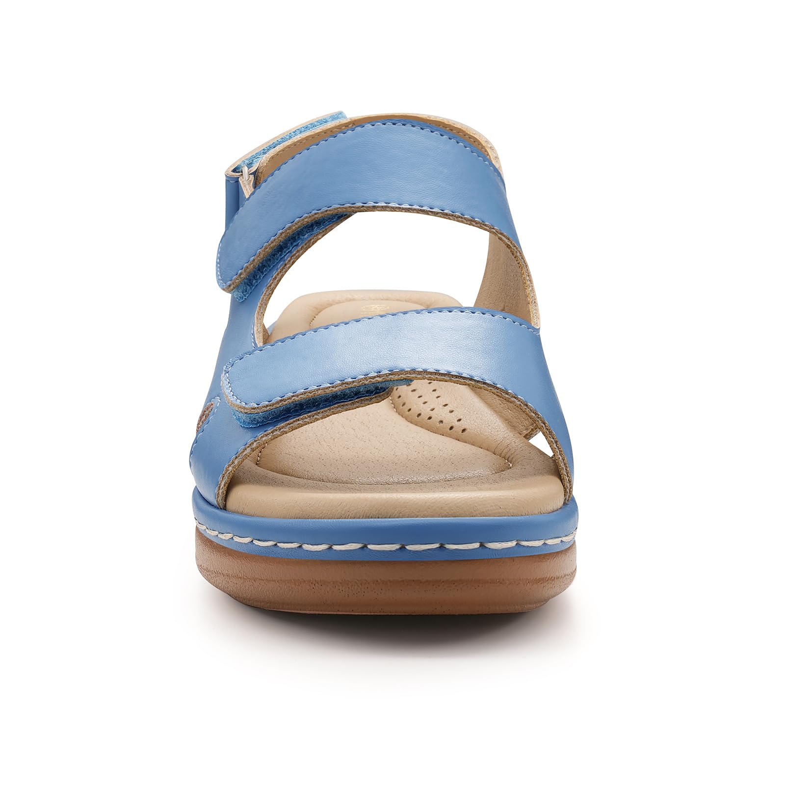 PIZZ ANNU Clara Sandalias Ortopedicas Mujer Verano Comodas Zapatos con Cuña Ligera y Velcro Ajustable Suela Antideslizante para Uso Diario