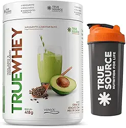 Combo True Source Whey Protein Hidrolisado e Isolado c/colágeno Verisol + Coqueteleira Oficial (418g, CREME DE ABACATE COM NIBS DE CACAU)