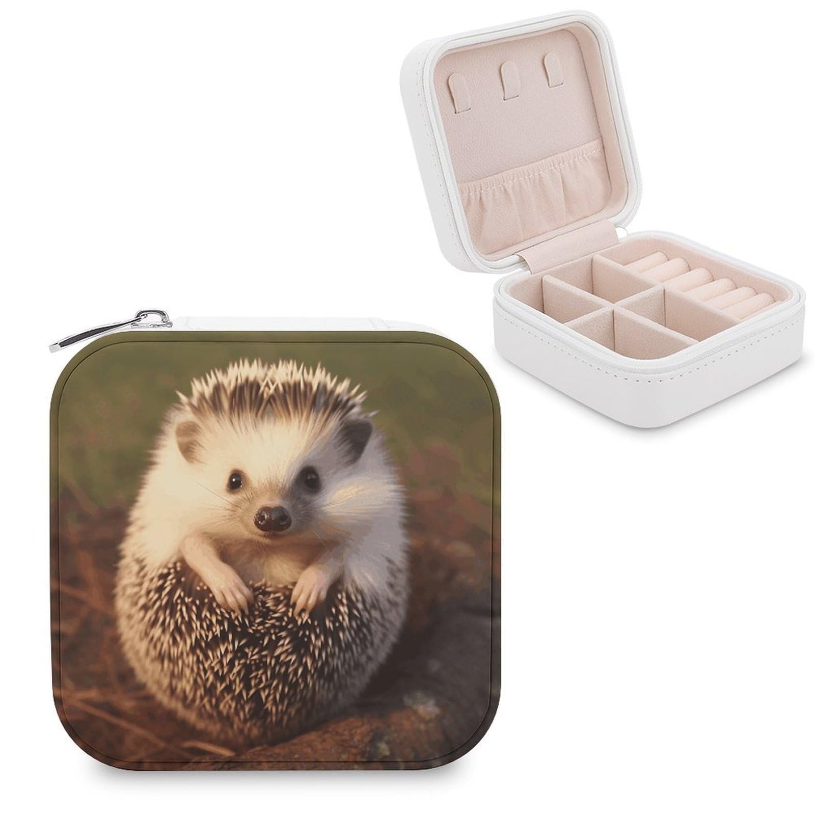 VstaDank Hedgehog Jewelry Box Exquisite Leather Jewelry Organizer Portable Trinket Organizer Fashion Travel Jewelry Case for Rings Earrings Necklaces Unique Gifts for Women