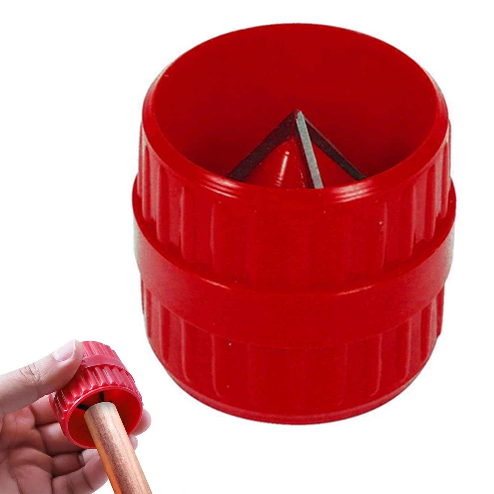 Herramienta de Desbarbado 2 en 1 Escariador Multicapa para Tuberías de Plástico y Cobre 5-38 mm Rojo