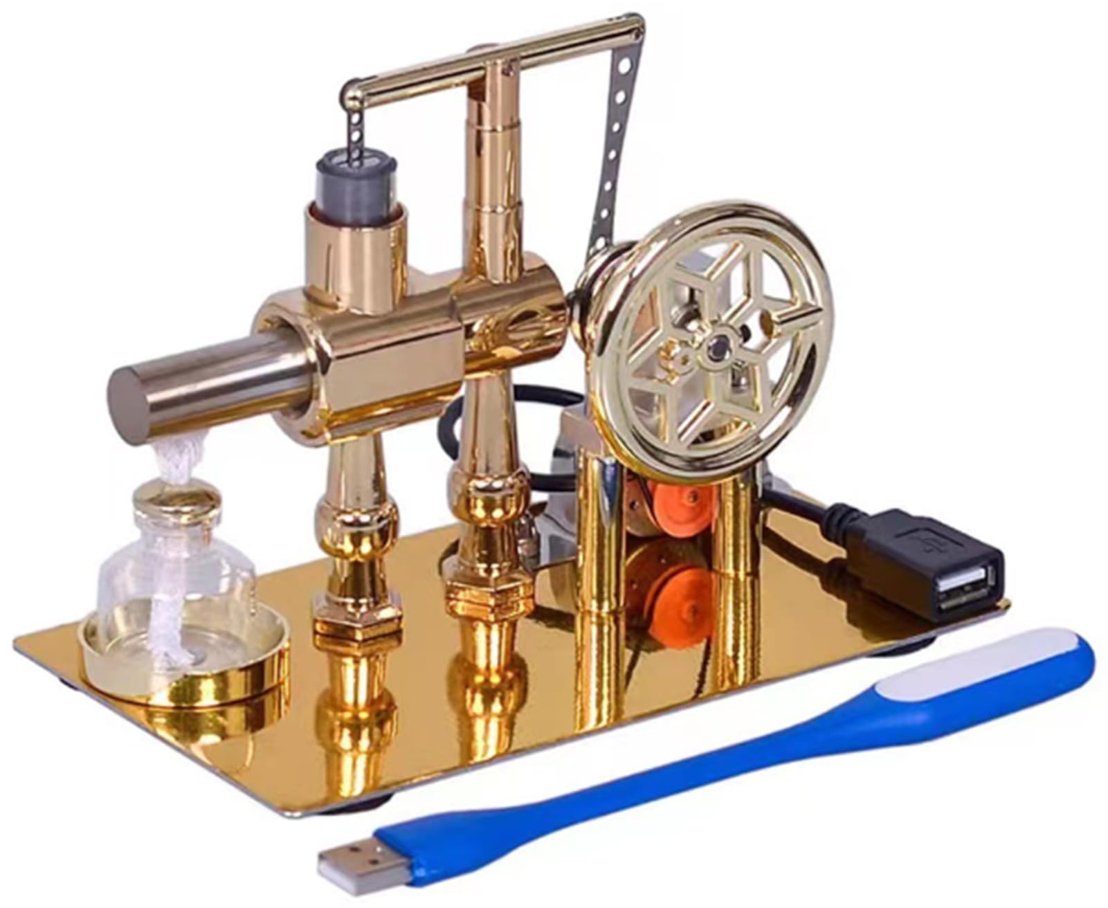 Hot Air Stirling Engine Motor Model,Stirling Engine Kit, Single-Cylinder Metal Stirling Engine External Combustion Engine Motor,DIY Hot Air Engine