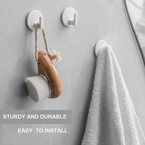 Miniatura 2 de Ganchos adhesivos, ganchos de pared para colgar, paquete de 6 ganchos para toallas para baños, resistentes, sin daños