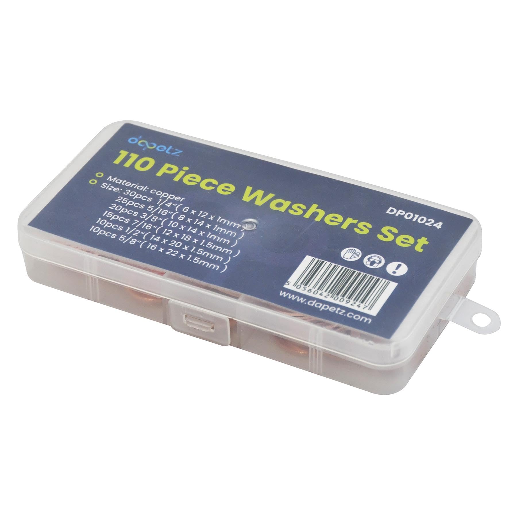 Dapetz ® Imperial Washer Set Assorted Sizes 6 Different Sizes in Clear Storage Box Perfect for Electrical Connections Plumbing and DIY Projects 110 PCS - Image 3