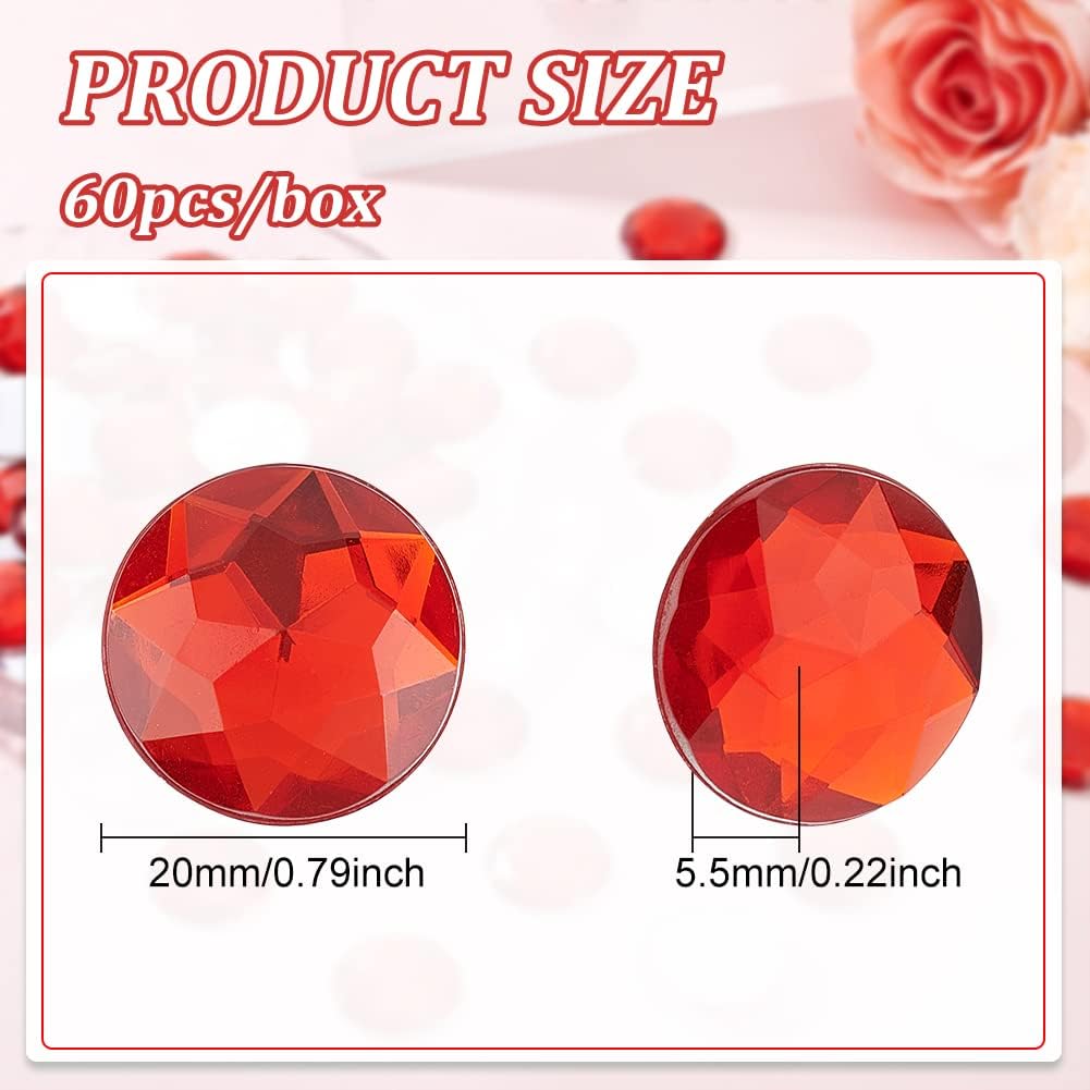FINGERINSPIRE 60 Pz 20mm Retro Piatto Rotondo Strass Acrilico